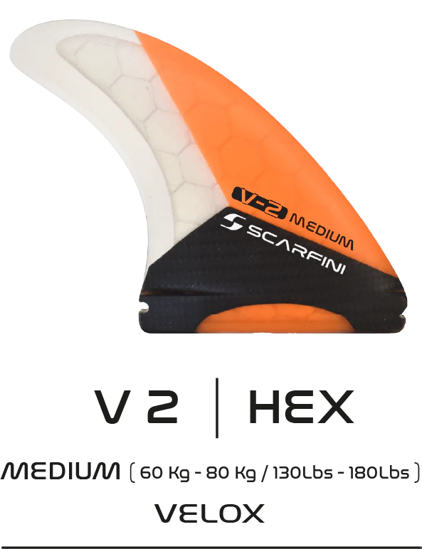 Scarfini FX V2 Medium Velox Futures  Thruster Surfboard Fin - Image 3